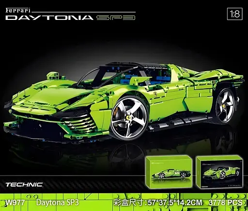 Конструктор Technic Ferrari Daytona SP3 на 3778 деталей 1:8 зелений (SIZ-W977) - фото 3