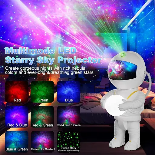 Проектор Astronaut Galaxy Astronaut Star Projector Light 8 режимів проекційної лампи, Обертання на 360° - фото 5