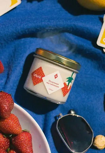 Свічка Полуниця та сметана 250 мл, 30 год Стандартні (250мл) Соєвий віск - фото 7