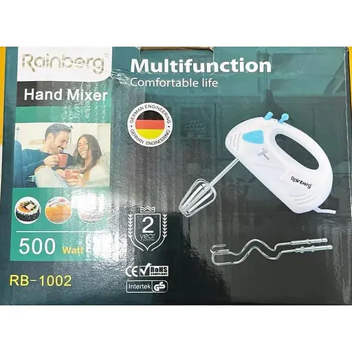 Електричний ручний міксер Rainberg RB-1002 із насадками для замішування крутого тіста 300 Вт - фото 3