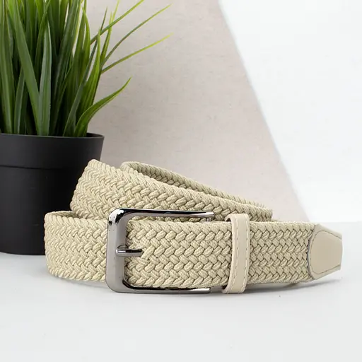 Ремінь-гумка жіночий PS-35010 (110 см) бежевий плетений - фото 1