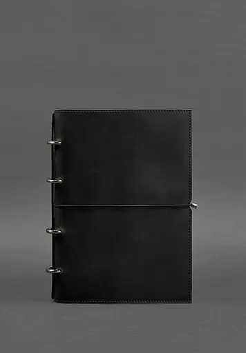 Шкіряний блокнот А4 на кільцях (Софт-бук) 9.0 в м'якій обкладинці чорний Crazy Horse - фото 2