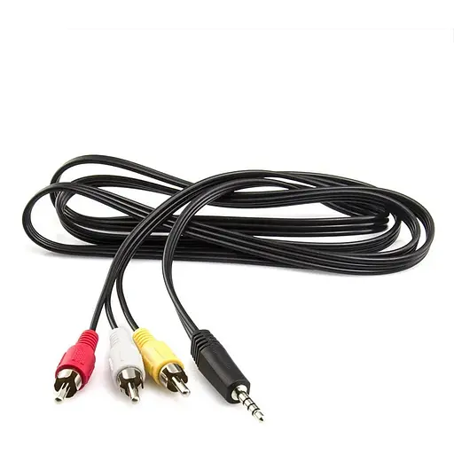 Шнур переходник штекер 3.5 мм 3 штекера RCA тюльпана 1.5 м - фото 1