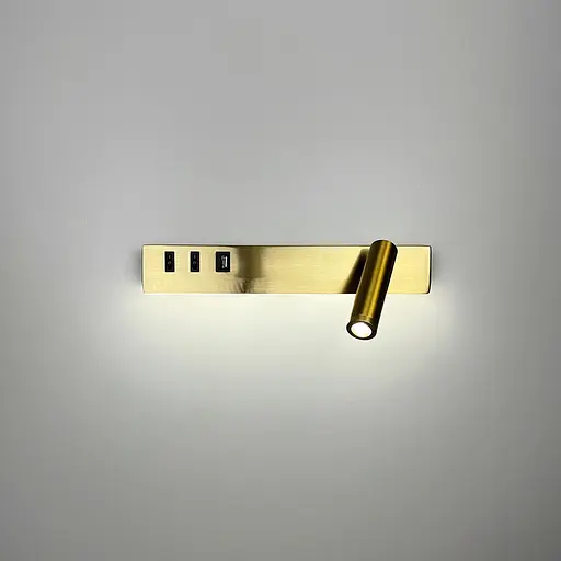 Латунне бра Line F з поворотним спотом справа + розʼєм USB Арт. WJ 028/2 L AB (лівий) - фото 1
