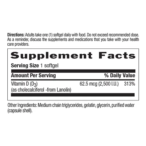 Вітаміни та мінерали Country Life Vitamin D3 2500 IU, 60 капсул - фото 2