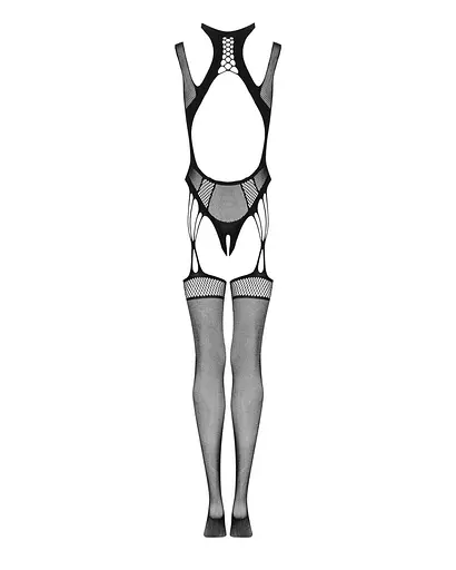 Ажурний бодістокінг з отворами Obsessive Bodystocking G327 black чорний комбінезон з дос S/M/L - фото 6