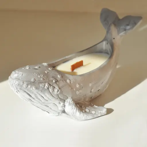 Ароматична свічка в гіпсовому кашпо "Кит" Spokiy SP2376 Сірий 100 г - фото 2