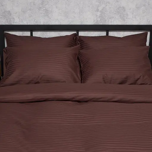 Комплект постільної білизни Moon&Star Satin Stripe Warm Espresso Полуторний Євро 160х220 наволочки 2х70х70 - фото 3