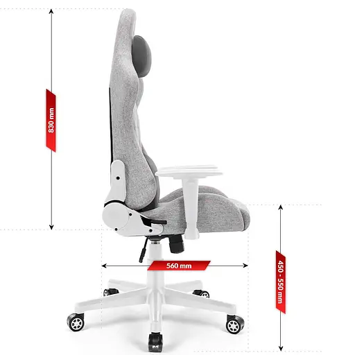 Компьютерное кресло Hell's Chair HC-1006 Grey-White ткань - фото 8