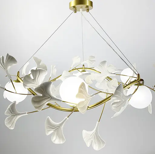 Подвесная люстра во флористических мотивах в корпусе-кольцо Line.F Диаметр 65 см - фото 4