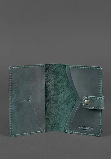 Женская кожаная обложка для паспорта 3.0 Инди зеленая - фото 4