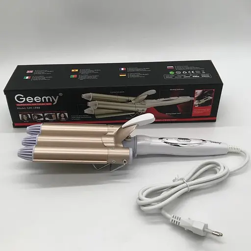 Тройная плойка для волос Geemy GM 1988 плойка три волны керамика 25 мм щипцы для создания волн 45 Вт Белый - фото 3