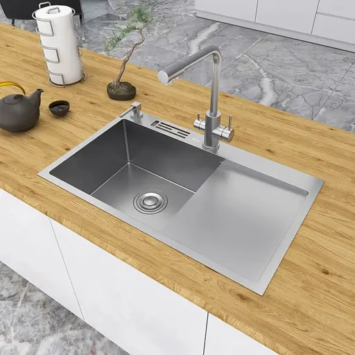 Накладна мийка на кухню Nett NS-7848(R) з правим крилом 1.5 мм - фото 4