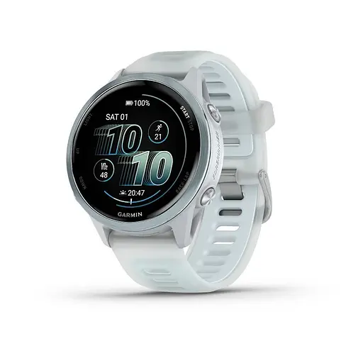 Смарт-часы Garmin Forerunner 570 (42 мм) алюминиевый безель небесно-голубой с бело-голубым ремешком