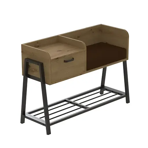 Банкетка з тумбочкою Ferrum-decor Бланка 540x1000x320 метал Чорний ДСП Дуб Артізан 16 мм (FRD-103029)