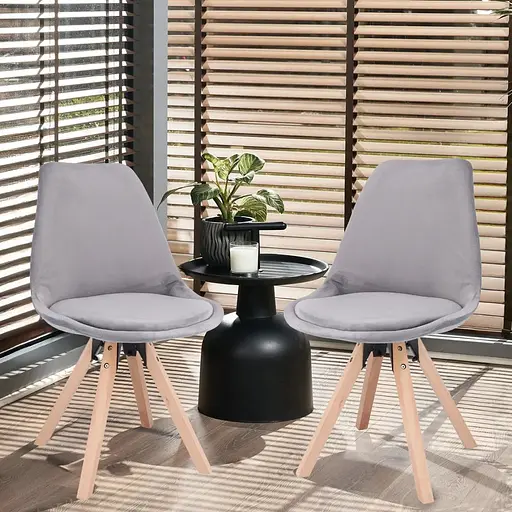 Стул Jumi Saida в скандинавском стиле с деревянными ножками серый - фото 10