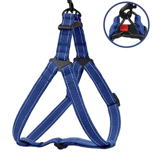 Шлея для собак Barksi Cotton Стандарт Рефлекторна М 45-56х2 см синя - фото 4