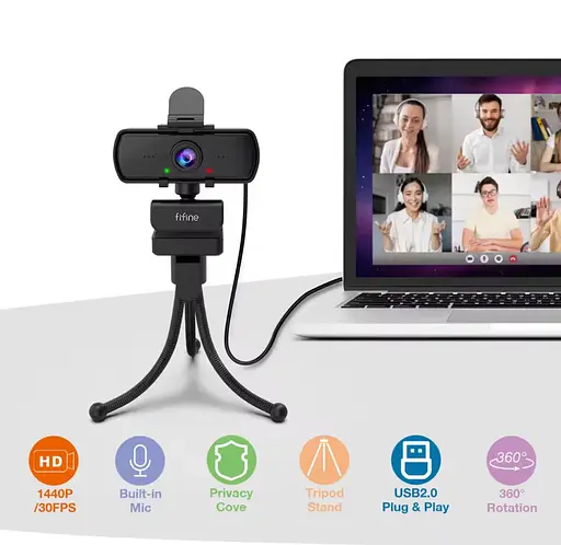 Веб-камера 2K Fifine K420 для компьютера с микрофоном и штативом трехногой - фото 5
