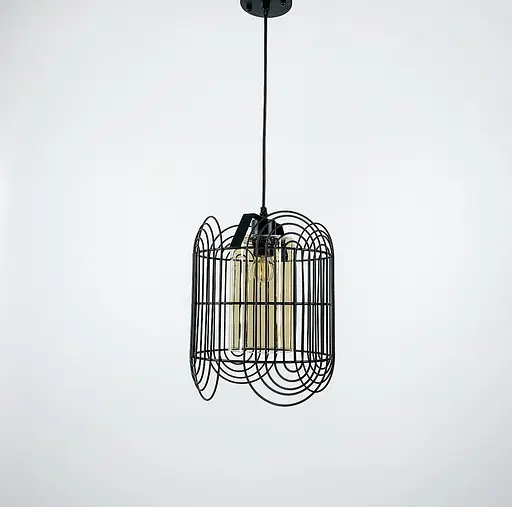 Світильник-лофт у чорному каркасі Line.F Колір плафона Графітовий - фото 1