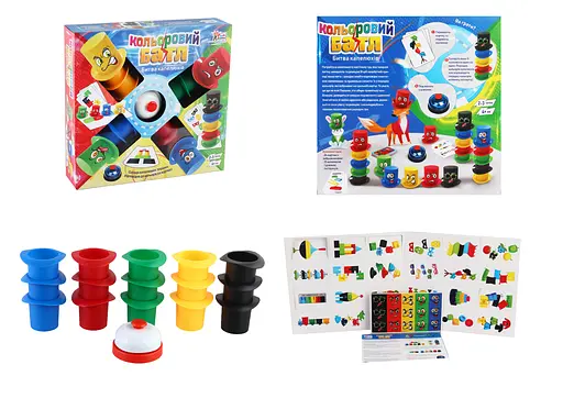 Гра Кольоровий батл, 4FUN Game Club, 24 картки, 15 капелюхів, дзвінок