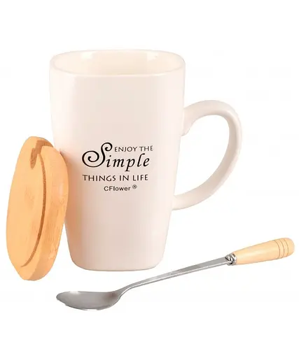 Чашка Led Simple Things А с бамбуковой крышкой и ложкой 360 мл (B060382) - фото 2