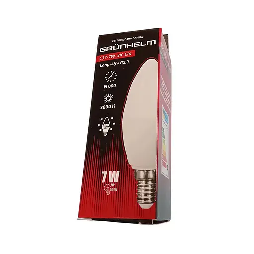 Лампа LED Grunhelm C37-7W-3K-E14 Long-life R2.0 (149222) - фото 2