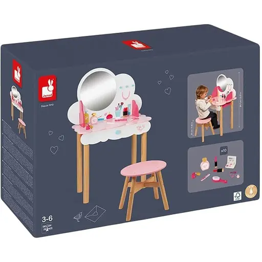 Игровой набор деревянный Janod "Туалетный столик и стульчик" J06553 - фото 4