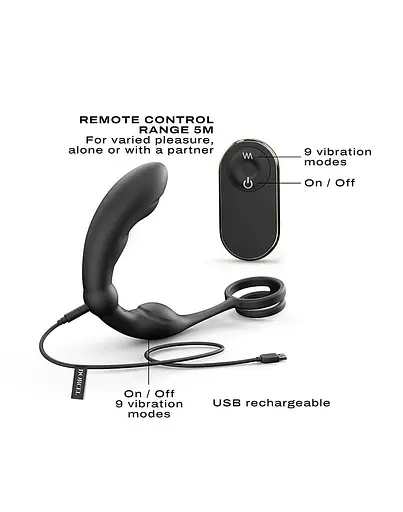 Эрекционное кольцо со стимулятором простаты Dorcel P- Ring 18 см черный - фото 6