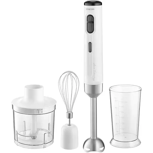 Sencor Блендер погружной Accu technology, 200Вт, 3в1, чаша-800мл, беспроводная, USB-C, бело-серый