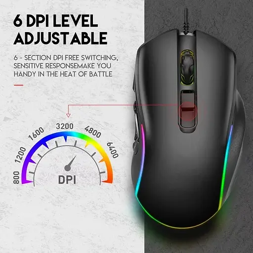 Ігрова провідна миша X9 з RGB підсвічуванням (Чорний) - фото 7