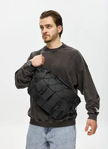 Мужская сумка-бананка под ноутбук Sambag Urban Pro черная 46×26 см (51411264m) - фото 1