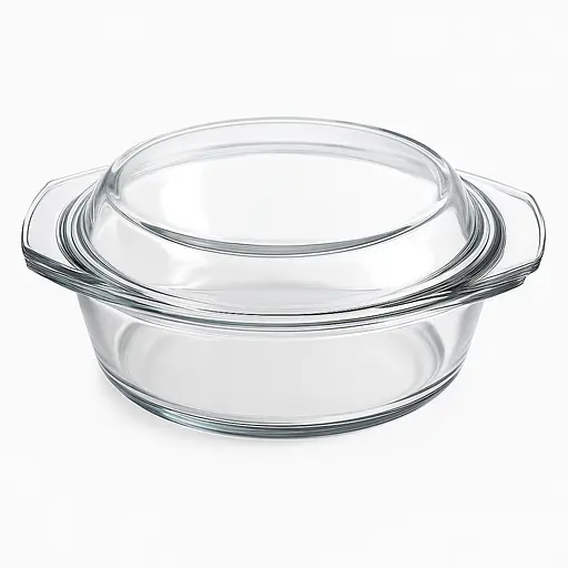 Стеклянная кастрюля, термокастрюля 1,5 л с крышкой [MD]