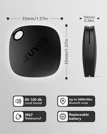 Локатор ATUVOS Keys Finder 2 Pack, Bluetooth Luggage Tracker Працює з Apple Find My (тільки iOS), Item Locator GPS Tracker - фото 5