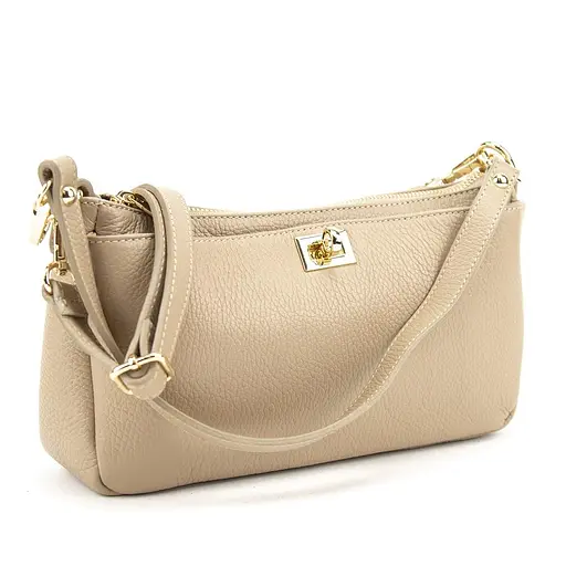 Компактне шкіряне кросбоді колір тауп Firenze Italy F-IT-9568T