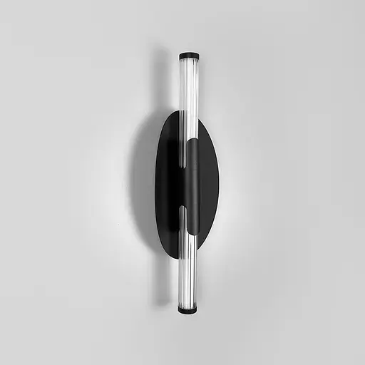 Видовжене подвійне світлодіодне бра Line F з рельєфним розсіювачем 40 см чорне Арт. WB38/400 BK - фото 2