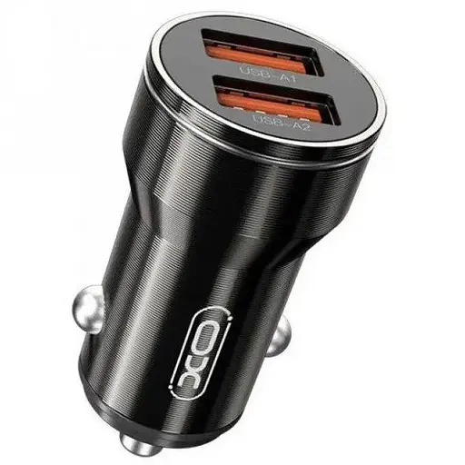 Автомобільний зарядний пристрій XO CC48 Smart Dual USB Metal Universal Car Charger Чорний - фото 1