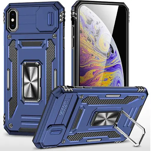 Чехол Epik ударопрочный Camshield Army Ring для Apple iPhone X/XS 5.8 Синий/Navy