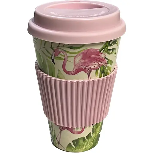 Стакан to go Becher Flamingo з бамбукового волокна 9х15см/350 мл - фото 1