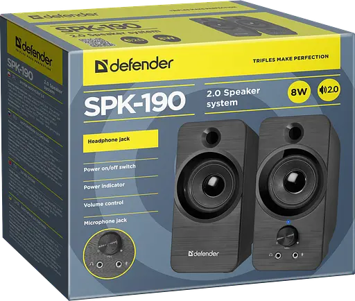 Акустика Defender 2.0 SPK 190 USB 8W Black (65190) (6514099) - фото 2
