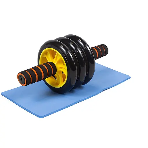 Ролик для пресса EasyFit с ковриком Желтый (3 колеса) (EF-1353-Y) - фото 1