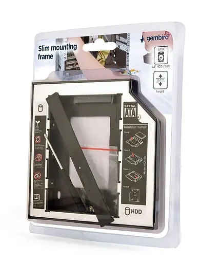 Внешний карман Gembird HDD 2,5" для ноутбука в отсек CD-ROM MF-95-02 (12.5 мм) (MF-95-02) - фото 6