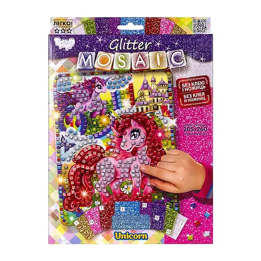 Креативна творчість Glitter Mosaic Єдиноріг БМ-03-08 блискуча мозаїка
