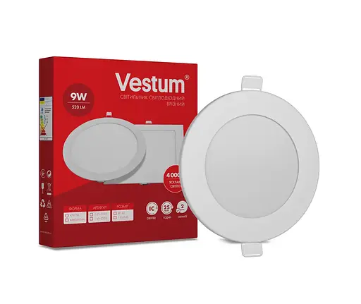 Круглый светодиодный светильник Vestum врезной 9W 4000K 220V 1-VS-5103 - фото 2