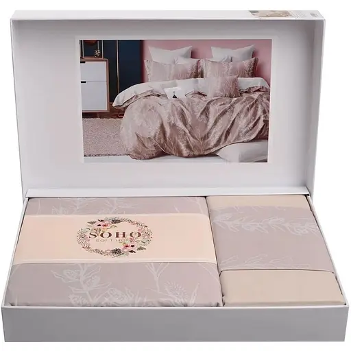 Комплект постільної білизни Soho Lounge Bohemian Latte Євро 200x230 см бежево-коричневий (A130201) - фото 1