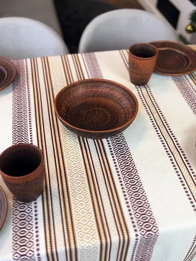 Лляна скатертина різдвяна з українським орнаментом Промінь 150х100 см - фото 2