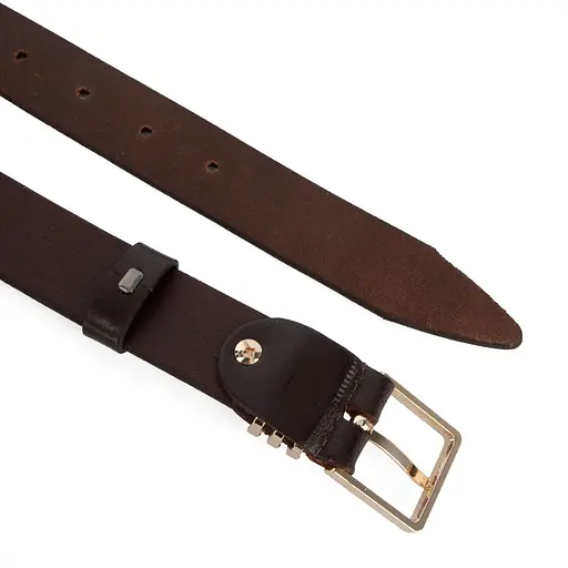 Ремень женский кожаный JK-3063 темно-коричневый с золотой пряжкой (115 см) - фото 4