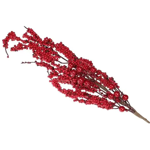 Декоративная ветка 65 см Искусственные материалы для декора и флористики с ягодами Красный - фото 1