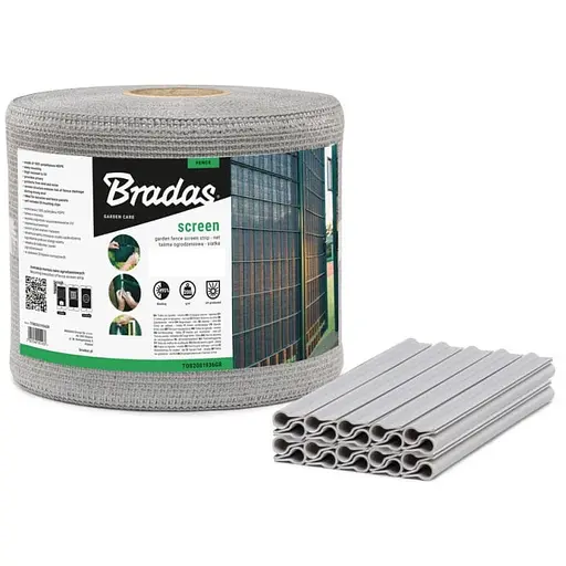 Лента для забора Bradas 19 см х 36 м 200г/м.кв + клипсы 20 шт TOB2001936LGY  - фото 1