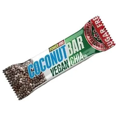 Блок батончиков Power Pro Coconut Bar Vegan Chia Sugar Free 20 x 50 г - фото 1