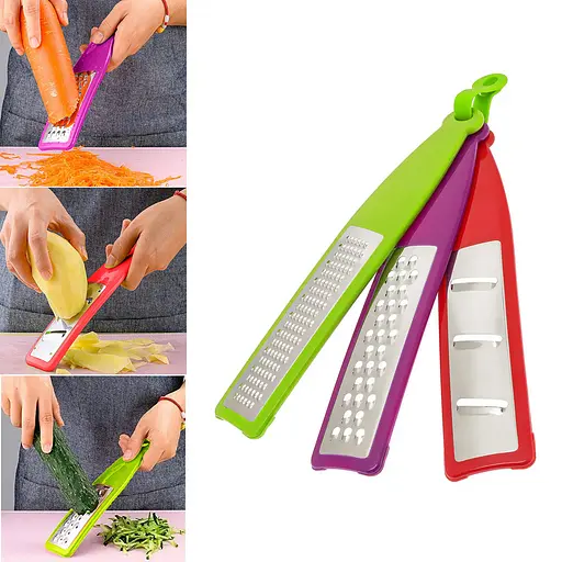 Набор из 3 портативных кухонных терок из нержавеющей стали на пластиковой основе (мелкая, крупная и слайсер), A-Plus 85061 - фото 6